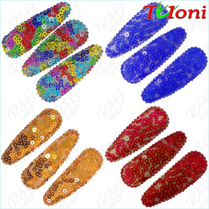 3 x Pinzas Tuloni 5cm Lentejuelas Art. HBA202007