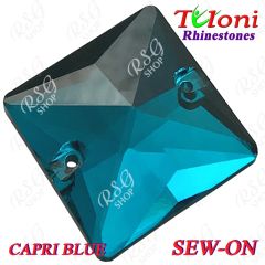 Strass Tuloni 10 pcs Capri Blue Square Sew-On Flat Back
