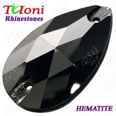 Strass Tuloni 10 pcs Hematite 18x10/28x17 Pear Sew-On Flat Back