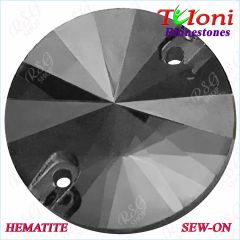 Strass Tuloni 10 pcs Hematite Round Sew-On Flat Back