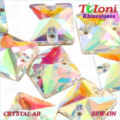 Strass Tuloni 10 pcs Crystal AB Square Sew-On Flat Back