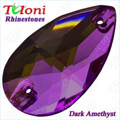 Strass Tuloni 10 pcs Dark Amethyst Pear Sew-On Flat Back