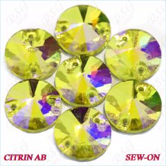 Strass Tuloni 10 pcs Citrin AB Round Sew-On Flat Back