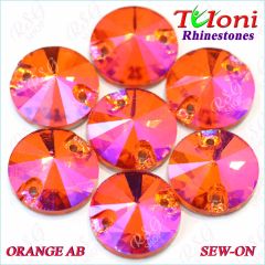 Strass Tuloni 10 pcs Orange AB Round Sew-On Flat Back