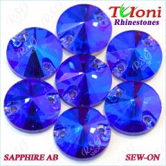 Strass Tuloni 10 pcs Sapphire AB Round Sew-On Flat Back
